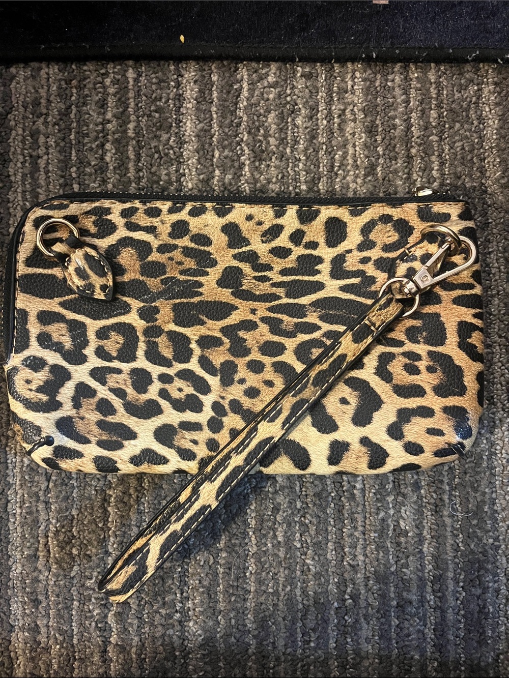 Leopard Print Wristlet Clutch - Tan and Black Joy Susan NWOT 60